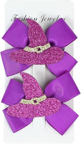 Baby Halloween Hair Bow Clip Girls Halloween Hair Clip Headwear Halloween Hair Accessories 2 Pack WJR19 (Orange Pumpkin) in Kuwait