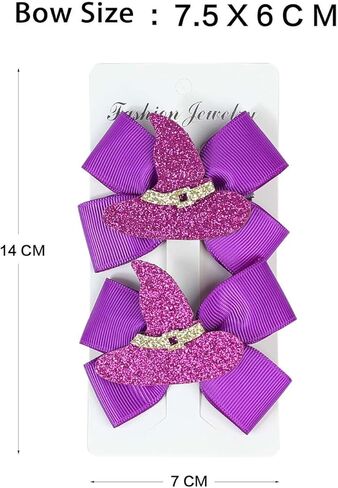 Baby Halloween Hair Bow Clip Girls Halloween Hair Clip Headwear Halloween Hair Accessories 2 Pack WJR19 (Orange Pumpkin) in Kuwait