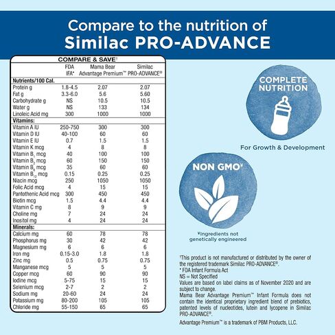 Amazon Brand - Mama Bear Advantage Premium Baby Formula Powder, 2'-FL HMO, LNnT HMOs for Immune Support, Non-GMO, 34 oz (Pack of 1) in Saudi Arabia