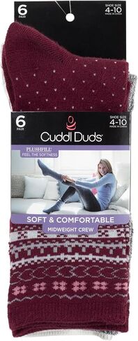 مجموعة من 6 أزواج من الجوارب النسائية فائقة النعومة من Cuddl Duds، متعددة الألوان، سهلة العناية، متوسطة الوزن in Kuwait