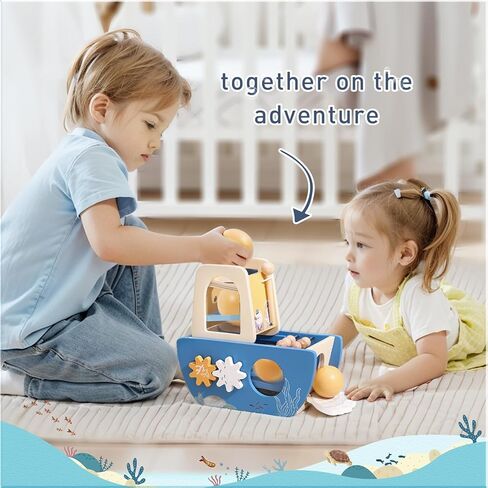 ibwaae Wooden Activity Cube Montessori Ball Drop Toys Developmental Toys for Infant Toys,Toddler Educational Learning Toy Gifts,5-in-1 Wooden Play Kit Wooden Toys for Babies in Kuwait