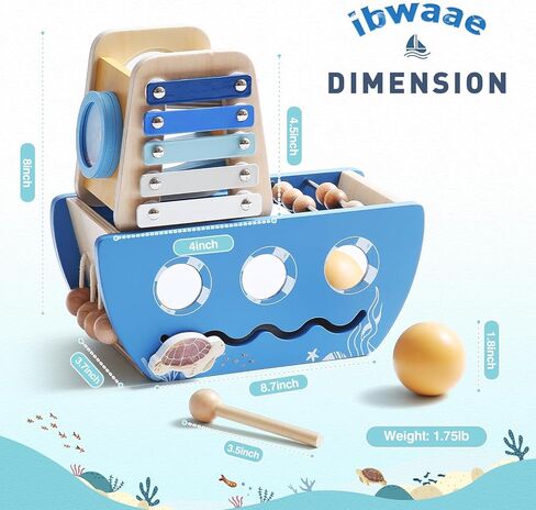 ibwaae Wooden Activity Cube Montessori Ball Drop Toys Developmental Toys for Infant Toys,Toddler Educational Learning Toy Gifts,5-in-1 Wooden Play Kit Wooden Toys for Babies in Kuwait