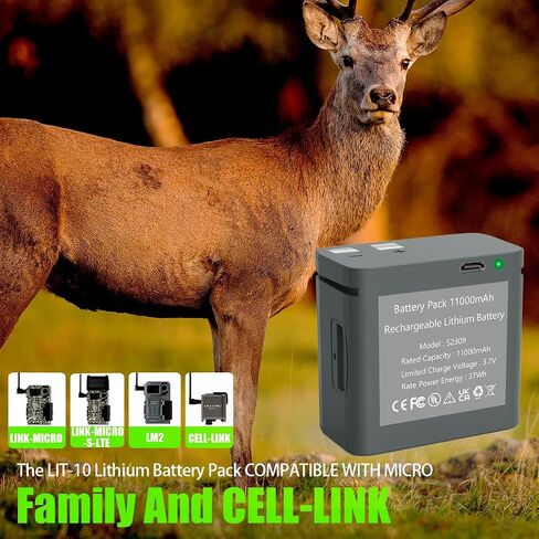 2 Pack Rechargeable Lithium Battery Pack for Cellular Trail Camera, 11000mAh Hunting Trail Camera Battery Compatible with SPYPOINT LM2,Link-Micro/Cell-Link Series, Including Charging Cable in Saudi Arabia