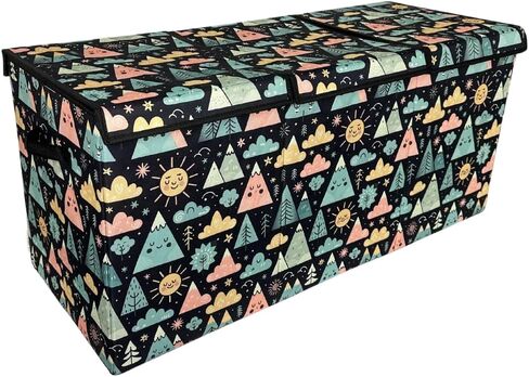 Large Foldable Kids Toy Chest - Large Toy Storage Organizer with Soft Close Lid for Nursery or Kids Room - Sturdy Toy Box with Fun Design - Durable Storage Chest for Boys and Girls in Saudi Arabia