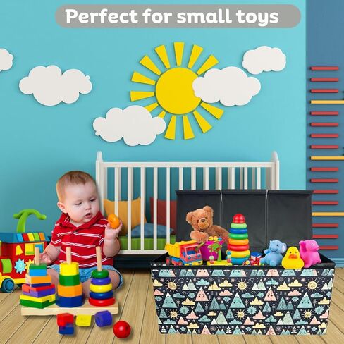 Large Foldable Kids Toy Chest - Large Toy Storage Organizer with Soft Close Lid for Nursery or Kids Room - Sturdy Toy Box with Fun Design - Durable Storage Chest for Boys and Girls in Saudi Arabia