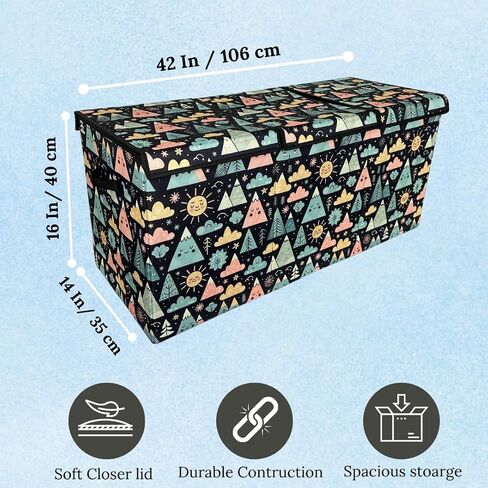 Large Foldable Kids Toy Chest - Large Toy Storage Organizer with Soft Close Lid for Nursery or Kids Room - Sturdy Toy Box with Fun Design - Durable Storage Chest for Boys and Girls in Saudi Arabia