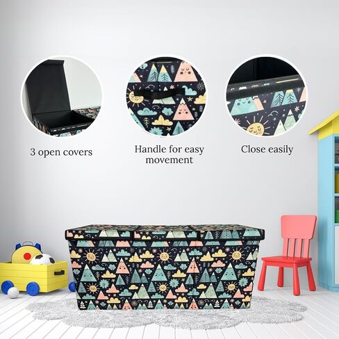 Large Foldable Kids Toy Chest - Large Toy Storage Organizer with Soft Close Lid for Nursery or Kids Room - Sturdy Toy Box with Fun Design - Durable Storage Chest for Boys and Girls in Saudi Arabia