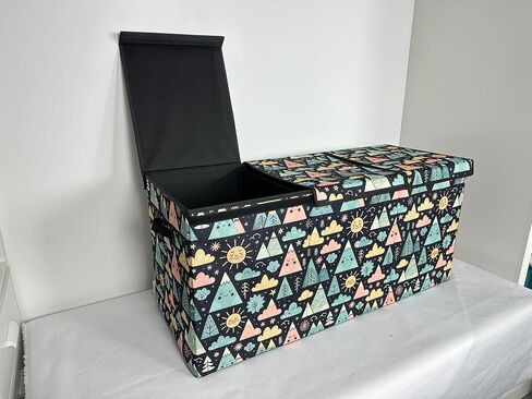 Large Foldable Kids Toy Chest - Large Toy Storage Organizer with Soft Close Lid for Nursery or Kids Room - Sturdy Toy Box with Fun Design - Durable Storage Chest for Boys and Girls in Saudi Arabia