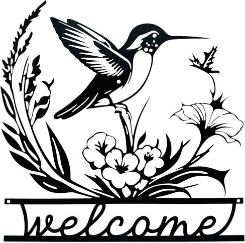 Metal Hollow Welcome Sign Bird Pattern, Home Sweet Home, Front Door Outdoor Garden Decoration, Wall Mounted, Door Mounted, 12'' (Home Sweet Home) in Saudi Arabia