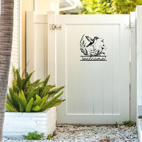 Metal Hollow Welcome Sign Bird Pattern, Home Sweet Home, Front Door Outdoor Garden Decoration, Wall Mounted, Door Mounted, 12'' (Home Sweet Home) in Saudi Arabia