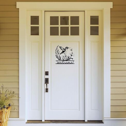 Metal Hollow Welcome Sign Bird Pattern, Home Sweet Home, Front Door Outdoor Garden Decoration, Wall Mounted, Door Mounted, 12'' (Home Sweet Home) in Saudi Arabia