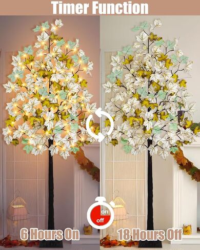 Krissing 8FT Fall Light Up Tree, Artificial Lighted Fall Eucalyptus Tree with 160 Led Lights Fake Large Autumn Tree for Fall Home Indoor Outdoor Thanksgiving Decor in Saudi Arabia