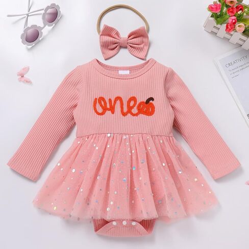 IMEKIS Baby Girl 1st Birthday Outfit Fall Pumpkin Winter Snowflake One Romper Sparkle Dress Headband Cake Smash Photo in Saudi Arabia