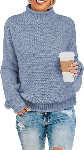 Womens Sweaters Fall Fashion Tops Long Sleeve Shirts for Woman Sweatshirts Trendy Casual High Neck Clothes in Saudi Arabia
