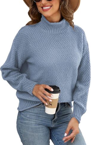 Womens Sweaters Fall Fashion Tops Long Sleeve Shirts for Woman Sweatshirts Trendy Casual High Neck Clothes in Saudi Arabia