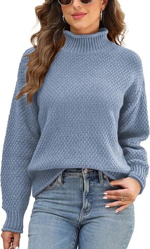 Womens Sweaters Fall Fashion Tops Long Sleeve Shirts for Woman Sweatshirts Trendy Casual High Neck Clothes in Saudi Arabia
