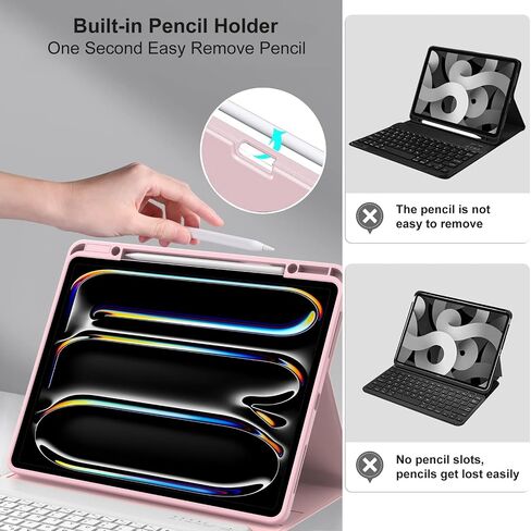 KVAGO for iPad Pro 13 inch M4 Case with Keyboard, Magnetic Bluetooth Keyboard Case, Auto Wake/Sleep, Folio Cover with Pencil Holder for iPad Pro 13 inch 2024, Black in Saudi Arabia
