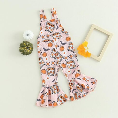 طفل رضيع فتاة هالوين الزي اليقطين شبح الجرس السفلي بذلة مريلة وزرة الحمالة السراويل الخريف الملابس in Kuwait