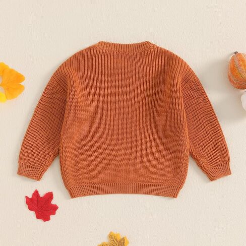 Toddler Baby Halloween Knitted Sweater Pumpkin/Ghost Embroidery Warm Long Sleeve Pullover Infant Sweater Shirts in Kuwait
