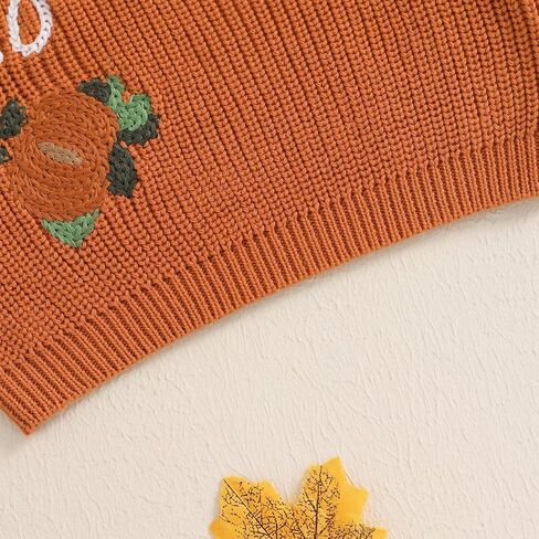 Toddler Baby Halloween Knitted Sweater Pumpkin/Ghost Embroidery Warm Long Sleeve Pullover Infant Sweater Shirts in Kuwait