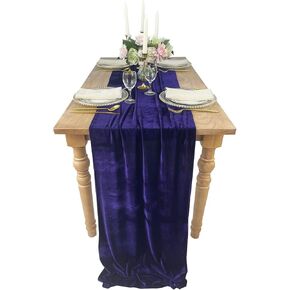 Luxurious Velvet Table Runner, 10ft Wedding Reception Decorations, 20x120inch Soft Velvet Fabric, Table Linen Overlay, Wedding Table Runners (Burgundy, 20X120inch)