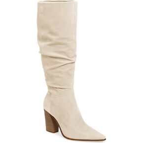 PiePieBuy Womens Faux Suede Knee High Boots Pointed Toe High Chunky Heel Side Zipper Party Dress Booties