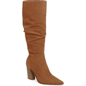 PiePieBuy Womens Faux Suede Knee High Boots Pointed Toe High Chunky Heel Side Zipper Party Dress Booties
