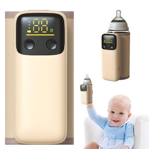 Portable Bottle Warmers for Travel, Baby Bottle Warmers with LED Display and Flashlight, Travel Bottle Warmers for Cars Camping, Fast Night Feeding Milk Warmers for Newborn, 6 Heating Settings