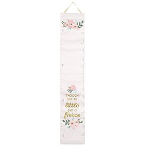 Pearhead Floral Wall Growth Chart for Girls, Kids Height Measuring Chart, Wall Decor for Girls Bedroom Or Nursery, Baby Growth Chart, Though She Be Little She is Fierce