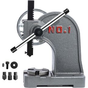CXRCY Arbor Press 1 Ton Round Ram, Cast Iron Heavy duty Upgraded Manual Arbor Press 1 Ton, 5.5" Maximum Height, Desktop Arbor Press, Metal Punch Press Machine for Stamping Bending Forming Stretching