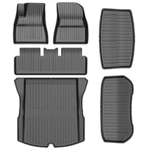 2024 New Version Tesla Model 3 Highland Floor Mats Custom Fit All Weather TPE Cargo Liner Cargo Trunk Accessories,Compatible 2021 2022 Tesla Model 3 (2024 Model 3 Full Floor Mat Kit Set of 6)