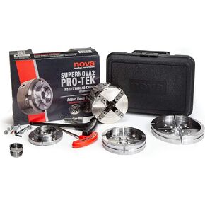 Nova 23108 Supernova 2 Premier Pro-Tek Chuck Bundle with Pro-Tek 2" Jaw Set, 4" Bowl Jaw Set, 5" Bowl Jaw Set, Woodworm Screw, Plastic Case & accessories, bundled with Nova ILNS 1-1/4" x 8tpi Insert