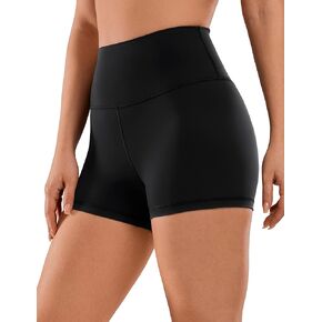 CRZ YOGA Women's Naked Feeling Biker Shorts - 3'' High Waisted Yoga Workout Gym Running Volleyball Shorts Spandex White Apricot Large