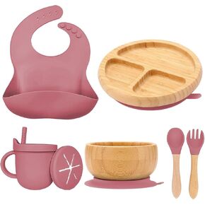 أطباق من الخيزران للأطفال والرضع، طبق شفط من الخيزران لتغذية وفطام الأطفال in Kuwait