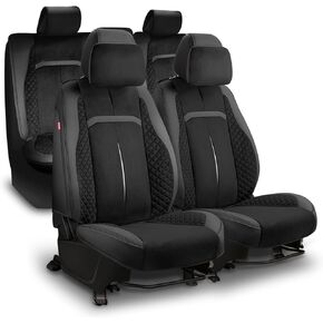 Sport Series Leatherette Full Set Seat Covers Universal for Cars Trucks SUV, Grey, CA-SC-Sport-Full-GY