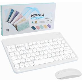 Small Bluetooth Keyboard and Mouse Combo,Ultra-Slim Ultra Slim Portable Cordless Wireless Keyboard for Android Tablet Cell Phone Smartphone iPhone iPad Mini Pro Air Windows Surface(Blue)