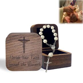 My First Rosary and Keepsake Box, White Catholic Rosary Baby Baptism Gifts for Girl or Boy, First Holy Communion Gifts for Kids, Rosary Box Kids Baptism Gifts, Personalized Baby Christening Gifts