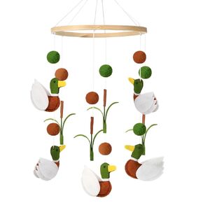 Mallard Duck Baby Mobile for Crib Mallard Duck Baby Stuff Wild Duck Felt Nursery Mobile Neutral Wooden Handmade Hanging Mobile for Crib