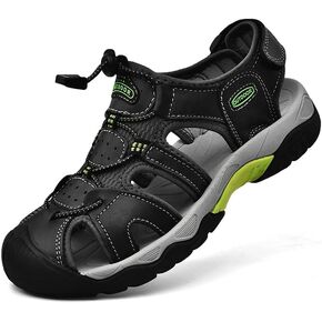 Men's Sport Sandals Outdoor Hiking Leather Closed Toe Sandals Athletic Lightweight Summer Walking Casual Sandals Water Shoes