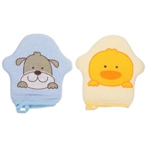 VICASKY 2pcs Baby Bath Mitt Washcloths - Animal Shape Bathing Mittens Shower Soft Skin Care Face Body Wash Massage for Bathing