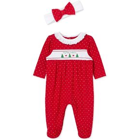 Little Me Clothes for Baby Girls' Footie and Headband, Newborn - 9 Months