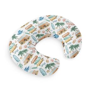 HawSkgFub Hawaii Tropical Beach Surf Nursing Pillow Cover for Baby Girls, Pink Summer Coconut Tree Breastfeeding Pillow Slipcover, Nursing Pillowcase for Newborn Infant, Cover Only