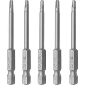 10PCS T30 Torx Screwdriver Bit, 1/4 Inch Hex Shank 65mm Long, S2 Steel Magnetic Torx Screwdriver Set Tool, Silver