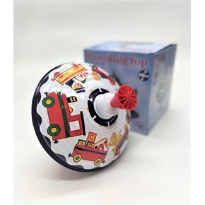 Classic Music Box Spinning Tin Top Toy from KsmToys by Bolz. The Funny Buzzing Hum Gets Louder As The Top Spins Faster, 7.5" x 7.5" x 7.5" Ages 18 m+