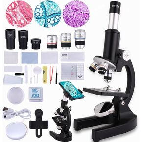 Microscope for Kids 40X-2000X Compound Microscope,Microscope for Kids 8-12, Microscope with led Fill Light, Slides and specimens Suitable for School Labs homeschooling