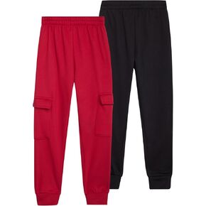 Little Boys’ Sweatpants - 2 Pack Active Fleece Cargo and Basic Jogger Pants for Toddlers and Little Boys (2T-7)