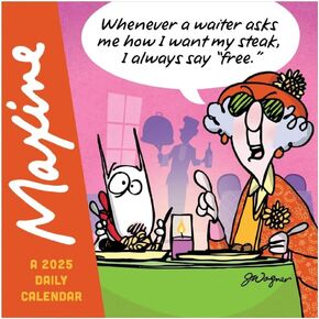 TF PUBLISHING 2025 Maxine Daily Desktop Calendar - Home and Office Organization - Small Desk Top Calendar - Full-Color Tear-Off Pages - Standing Cardboard Easel for Desks - 5.25"x5.25"