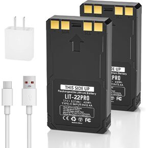 2-Pack LIT-22 Battery for Flex-M Flex G-36 Flex-S Flex-Plus Flex Series Spypoint Cellular Trail Hunting Camera,Upgrade 7000mAh Replacement Rechargeable Lithium Battery Pack,1Type-C Cable&USB Wall Plug