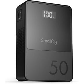 SMALLRIG V Mount Battery VB50, 50Wh / 3400mAh V-Mount Battery with PD 45W USB-C Fast Charging, with D-TAP, USB-A, Dual DC Ports, OLED Screen, for DSLR Camera, Camcorder, Monitor, Phone, Orange - 4871