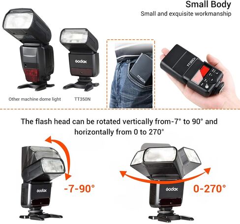 GODOX TT350N Flash for Nikon Camera, 2.4G Wireless Nikon Flash 1/8000s HSS Speedlight, GN36 Mini TTL Flash Speedlite Compatible for Nikon Camera in Saudi Arabia